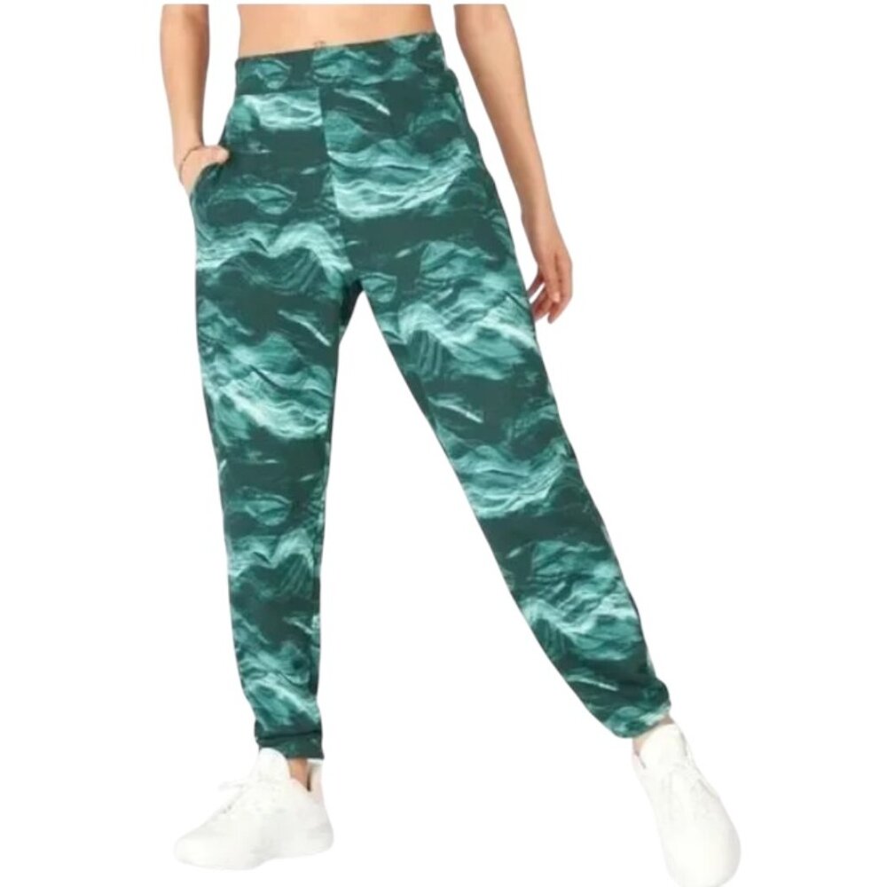 Fabletics cloe slim athletic sweatpants green crystal waters print